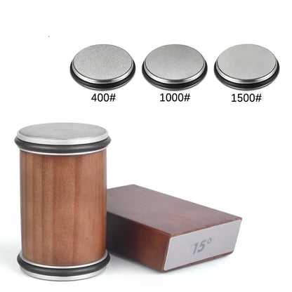 Rolling Knife Sharpener Kit – 15° & 20° Magnetic Angle Block, Diamond Discs