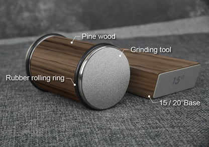 Rolling Knife Sharpener Kit – 15° & 20° Magnetic Angle Block, Diamond Discs