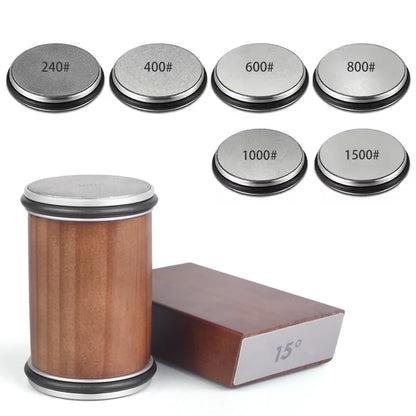 Rolling Knife Sharpener Kit – 15° & 20° Magnetic Angle Block, Diamond Discs