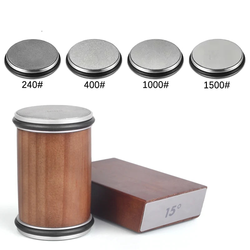 Rolling Knife Sharpener Kit – 15° & 20° Magnetic Angle Block, Diamond Discs