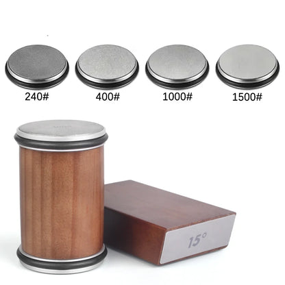 Rolling Knife Sharpener Kit – 15° & 20° Magnetic Angle Block, Diamond Discs
