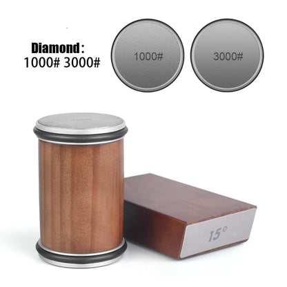 Rolling Knife Sharpener Kit – 15° & 20° Magnetic Angle Block, Diamond Discs