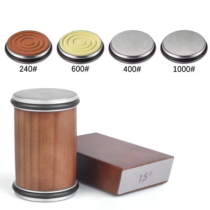 Rolling Knife Sharpener Kit – 15° & 20° Magnetic Angle Block, Diamond Discs